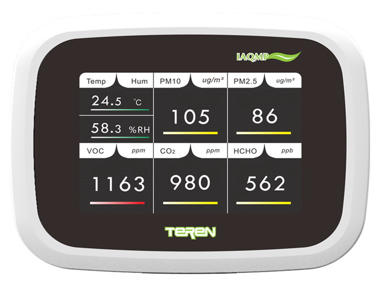 TEREN IAQMP настенный преобразователь качества воздуха (VOC/CH2O/PM2.5/PM10/CO2/T/RH) с цветным экраном