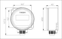 TEREN DPTN преобразователь / датчик перепада давления, выходы 0-10V, 0-5V, 4..20mA, RS485/Modbus, LCD дисплей, IP65. Чертеж, размеры